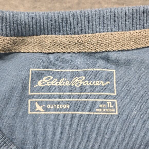 Eddie Bauer Outdoor Thermal Shirt Mens TL Blue Waffle Knit Stretch Crew Casual - Picture 4 of 7
